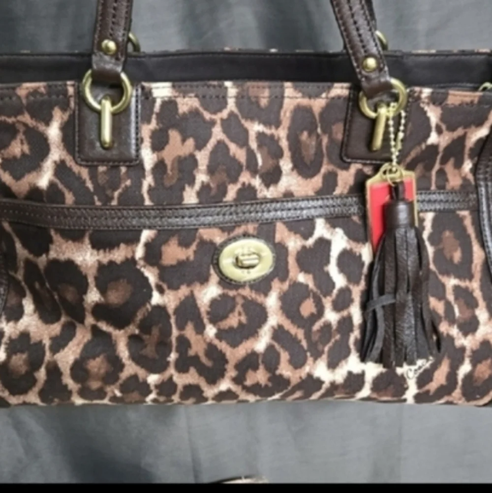 Coach Brown Leopard Print Shoulder Bag, large & Beautiful